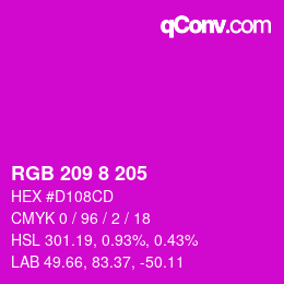 Color code: RGB 209 8 205 | qconv.com