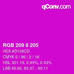 Color code: RGB 209 8 205 | qconv.com