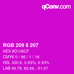 カラーコード: RGB 209 8 207 | qconv.com