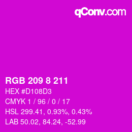 カラーコード: RGB 209 8 211 | qconv.com