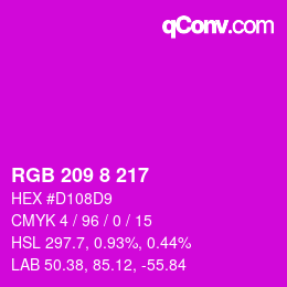 カラーコード: RGB 209 8 217 | qconv.com