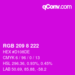カラーコード: RGB 209 8 222 | qconv.com