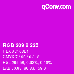 Color code: RGB 209 8 225 | qconv.com