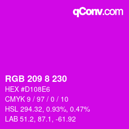 カラーコード: RGB 209 8 230 | qconv.com