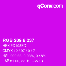 カラーコード: RGB 209 8 237 | qconv.com