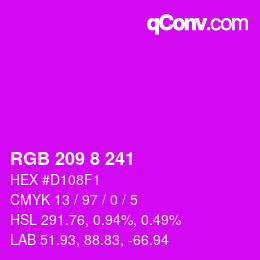 Color code: RGB 209 8 241 | qconv.com