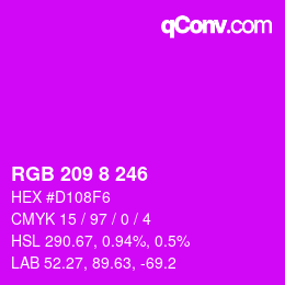 Color code: RGB 209 8 246 | qconv.com
