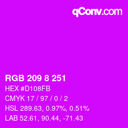 Color code: RGB 209 8 251 | qconv.com