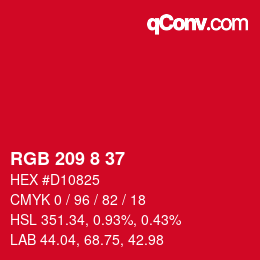 カラーコード: RGB 209 8 37 | qconv.com