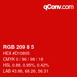 カラーコード: RGB 209 8 5 | qconv.com