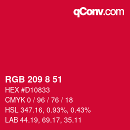 カラーコード: RGB 209 8 51 | qconv.com