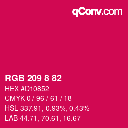 カラーコード: RGB 209 8 82 | qconv.com