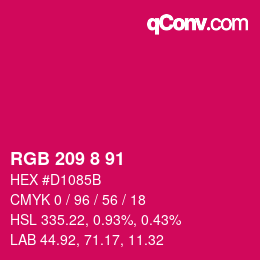 カラーコード: RGB 209 8 91 | qconv.com