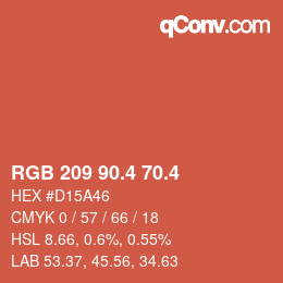 カラーコード: RGB 209 90.4 70.4 | qconv.com