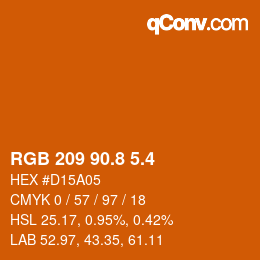 カラーコード: RGB 209 90.8 5.4 | qconv.com