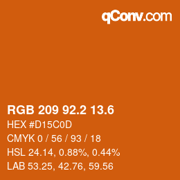 カラーコード: RGB 209 92.2 13.6 | qconv.com