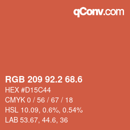 カラーコード: RGB 209 92.2 68.6 | qconv.com