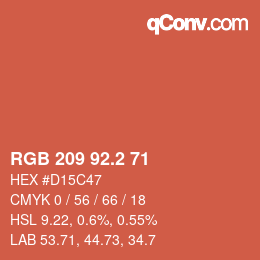 カラーコード: RGB 209 92.2 71 | qconv.com