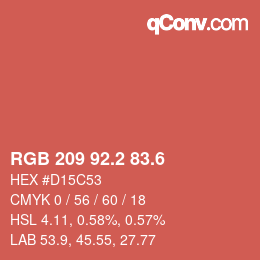 カラーコード: RGB 209 92.2 83.6 | qconv.com