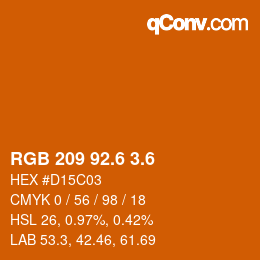 カラーコード: RGB 209 92.6 3.6 | qconv.com