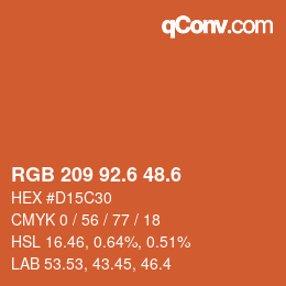 カラーコード: RGB 209 92.6 48.6 | qconv.com
