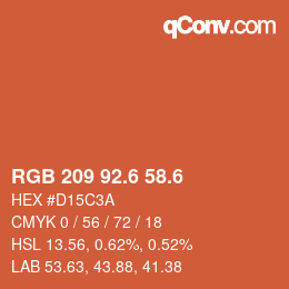 カラーコード: RGB 209 92.6 58.6 | qconv.com