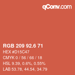 カラーコード: RGB 209 92.6 71 | qconv.com