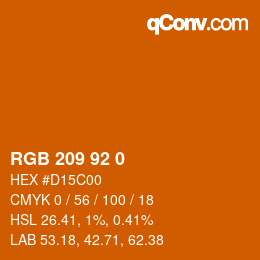 カラーコード: RGB 209 92 0 | qconv.com