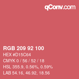 颜色代码: RGB 209 92 100 | qconv.com