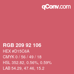 颜色代码: RGB 209 92 106 | qconv.com