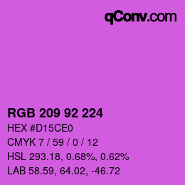 カラーコード: RGB 209 92 224 | qconv.com