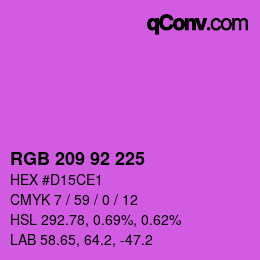 カラーコード: RGB 209 92 225 | qconv.com