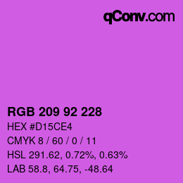 カラーコード: RGB 209 92 228 | qconv.com
