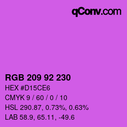 颜色代码: RGB 209 92 230 | qconv.com