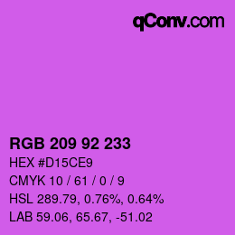 カラーコード: RGB 209 92 233 | qconv.com
