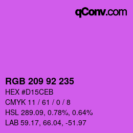 颜色代码: RGB 209 92 235 | qconv.com