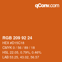 カラーコード: RGB 209 92 24 | qconv.com