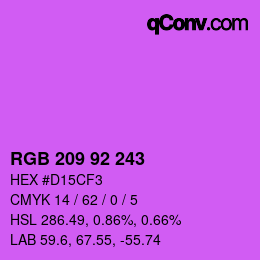 カラーコード: RGB 209 92 243 | qconv.com
