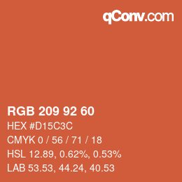 カラーコード: RGB 209 92 60 | qconv.com