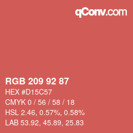 颜色代码: RGB 209 92 87 | qconv.com