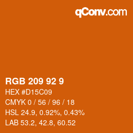 カラーコード: RGB 209 92 9 | qconv.com