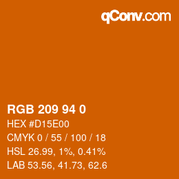 Color code: RGB 209 94 0 | qconv.com