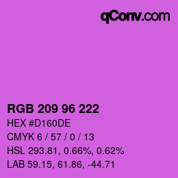 カラーコード: RGB 209 96 222 | qconv.com