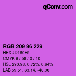 Color code: RGB 209 96 229 | qconv.com