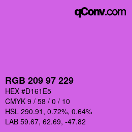 Color code: RGB 209 97 229 | qconv.com
