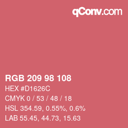カラーコード: RGB 209 98 108 | qconv.com