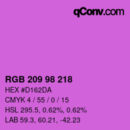 Color code: RGB 209 98 218 | qconv.com