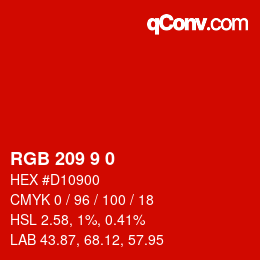 カラーコード: RGB 209 9 0 | qconv.com