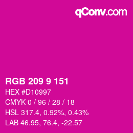 カラーコード: RGB 209 9 151 | qconv.com