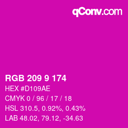 カラーコード: RGB 209 9 174 | qconv.com